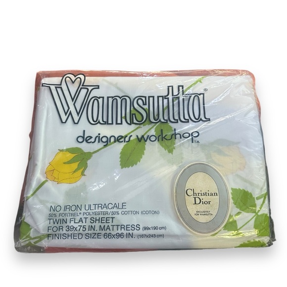 Vintage CHRISTIAN DIOR Wamsutta THE DIOR ROSE Single Twin Flat Sheet - Picture 3 of 7